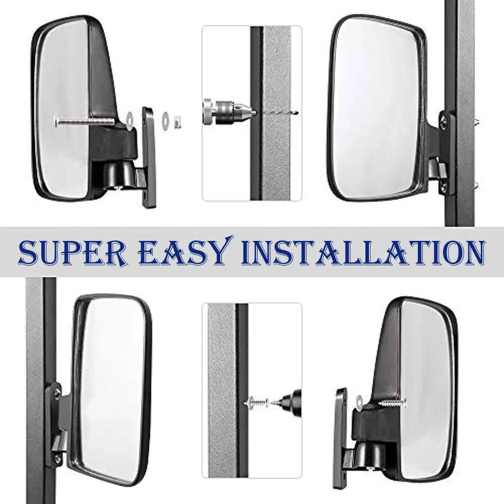 2pcs Universal Golf Car Side Mirror Rear View Mirror Golf Cart Mirrors for EzGo Club Car Yamaha Moveland RHOX Style Accessories