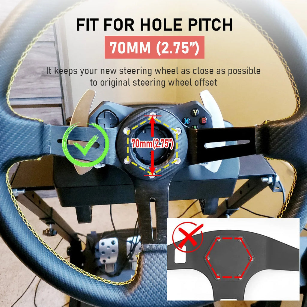 14 Inch 350mm PU Leather Racing Steering Wheel with 70mm PCD Adapter for Logitech G29 G920 G923