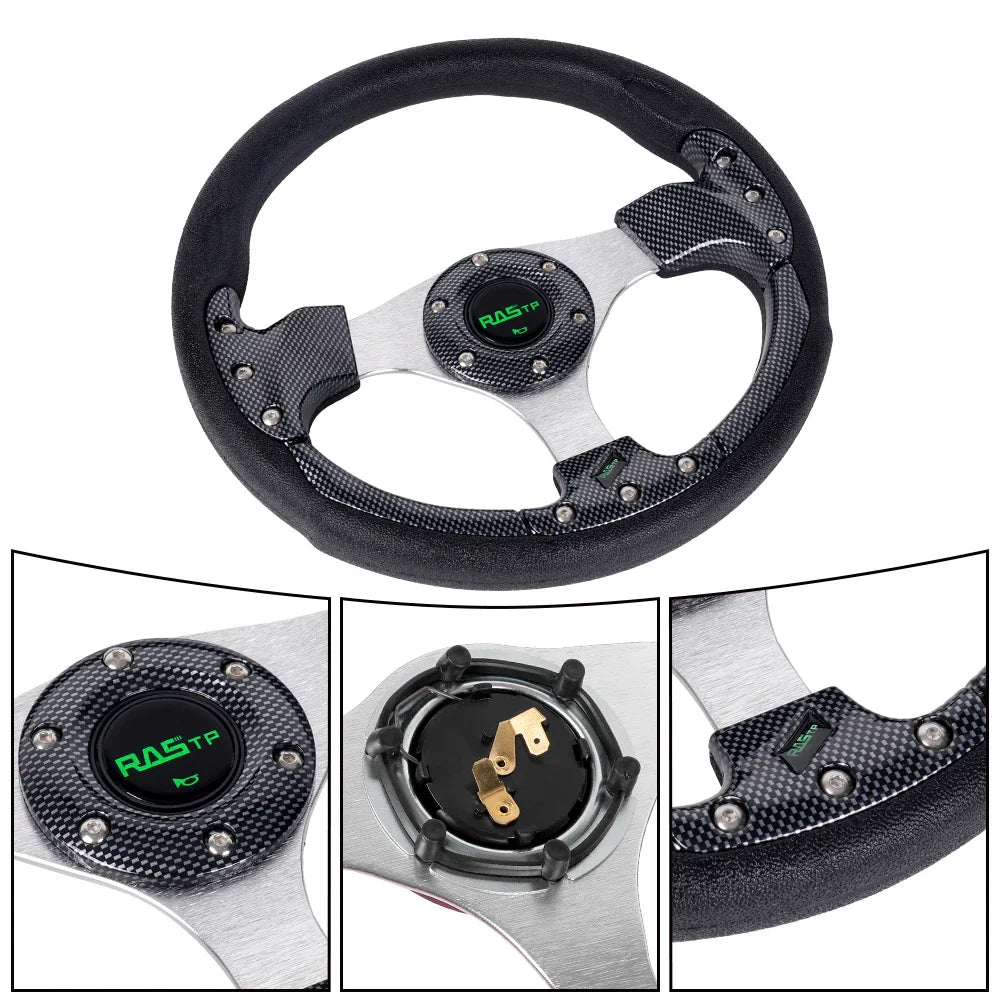 13 Inch 320mm Golf Cart Steering Wheel – PU Leather, Universal 5/6 Hole