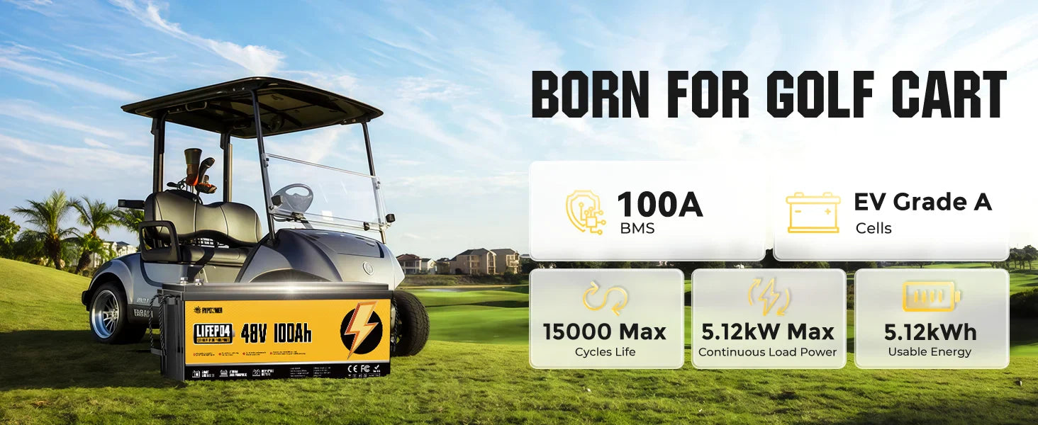 48V 100Ah LiFePO4 Lithium Golf Cart Battery