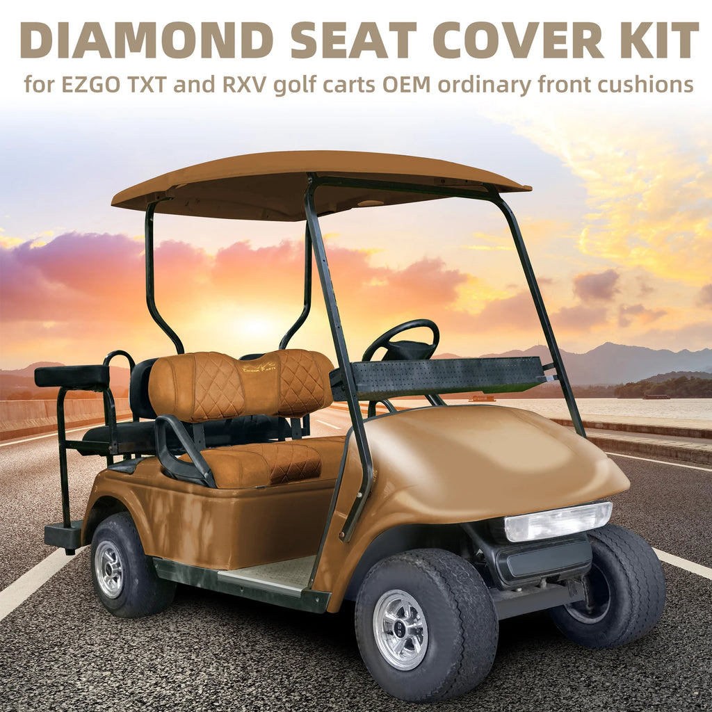 EZGO TXT & RXV Golf Cart Seat Covers – Diamond Design Breathable Mesh, Easy Install