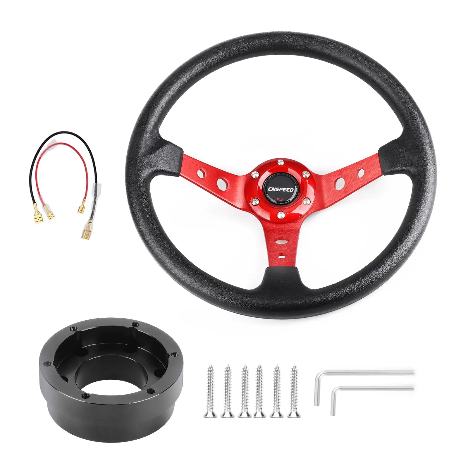 14 Inch 350mm PU Leather Racing Steering Wheel with 70mm PCD Adapter for Logitech G29 G920 G923