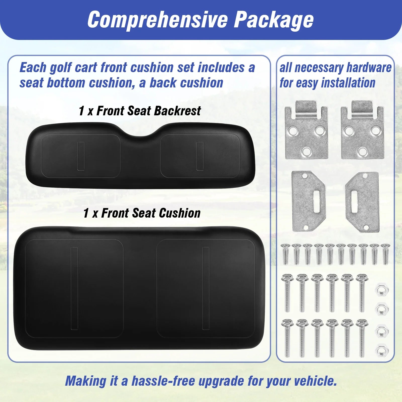 EZGO Medalist TXT Front Seat Bottom & Backrest Assembly – PU Leather Replacement Kit (1994–2013)