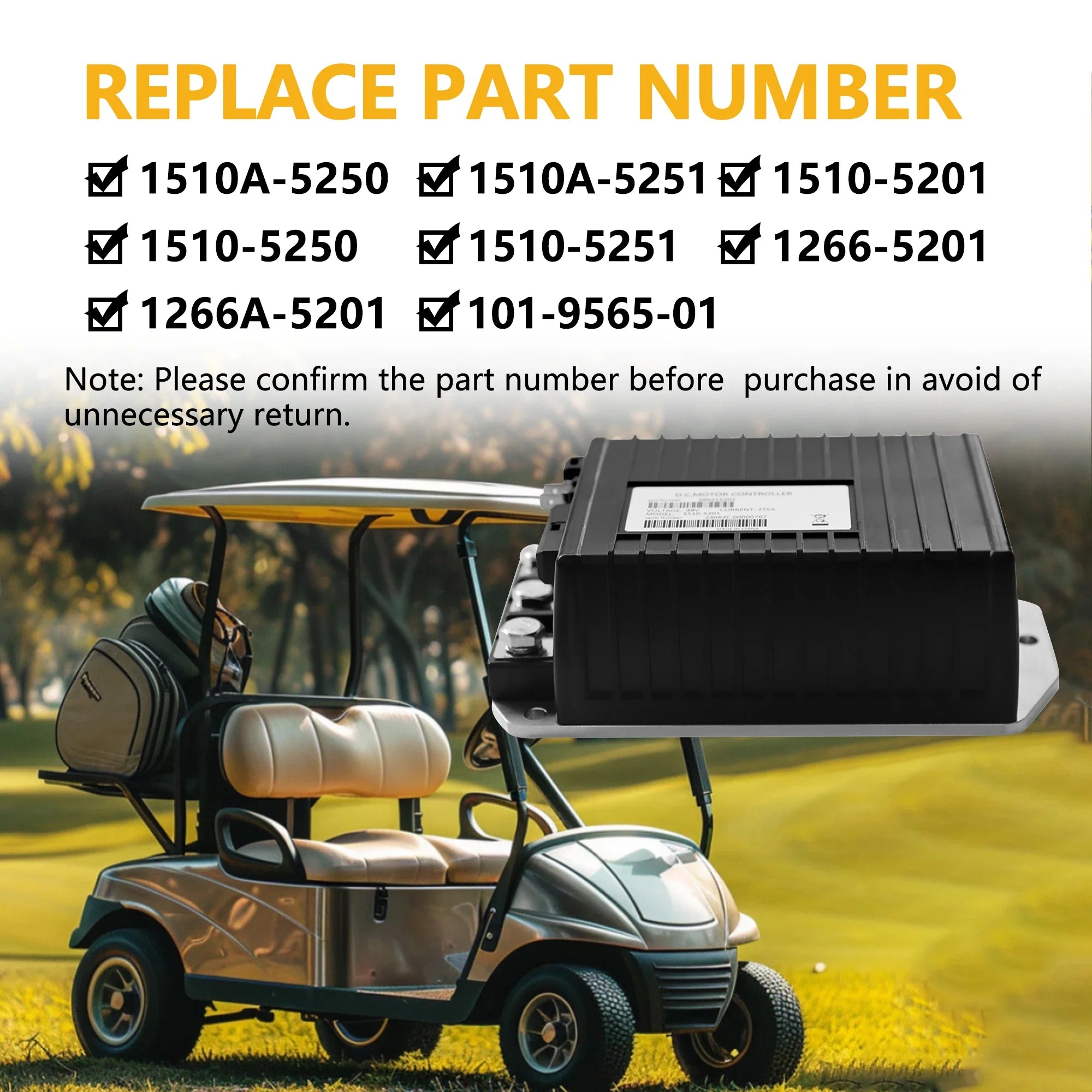 48V 250A Golf Cart Speed Controller for Club Car DS & Precedent (2000–2008) – Curtis 1510-5201