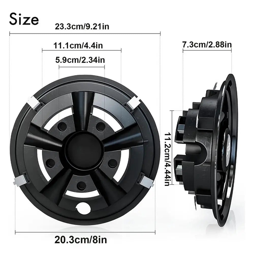 8" Black Chrome Golf Cart Hub Caps – No-Tool Install for Club Car (Set of 4)