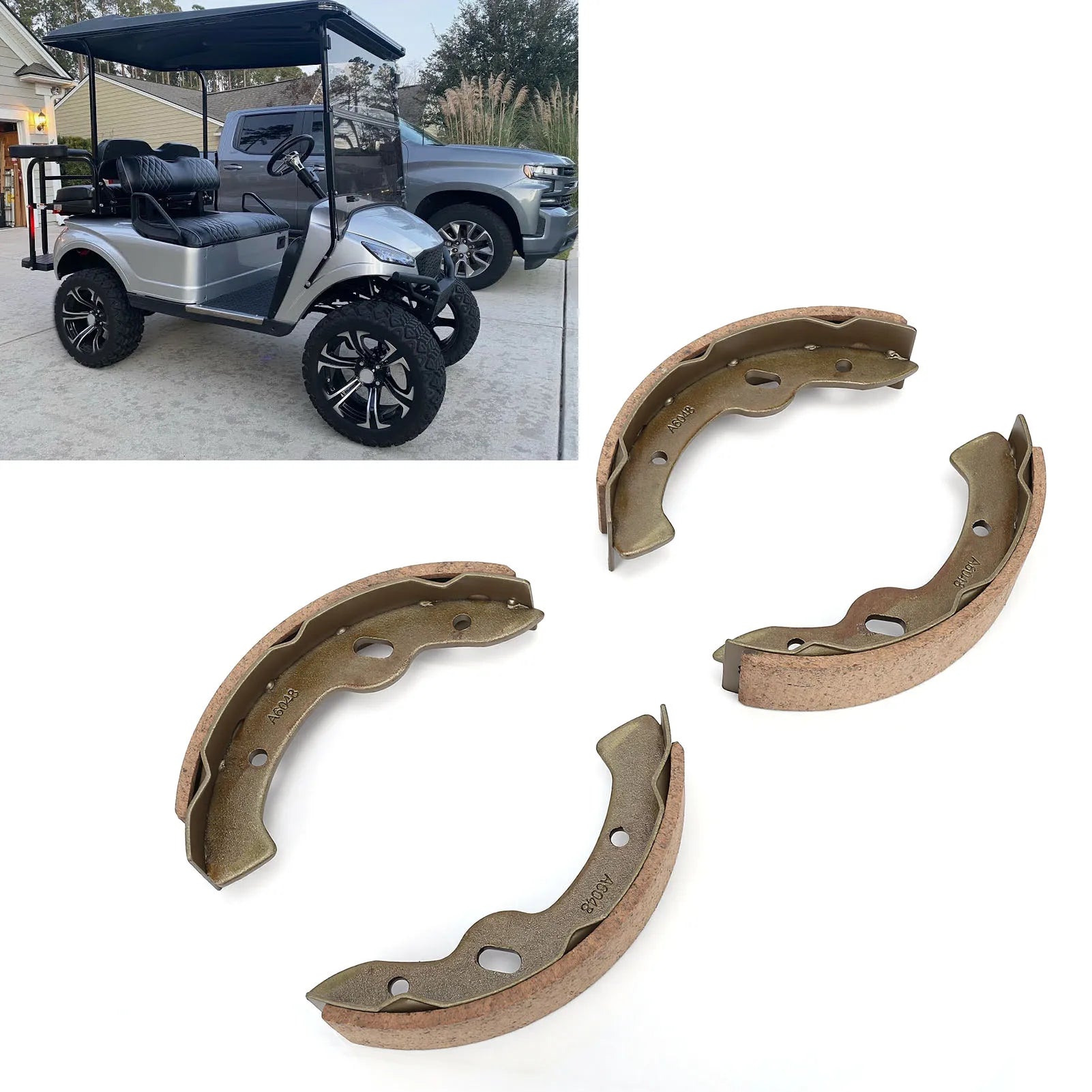 4pcs Golf Cart Brake Shoes Pads 70794-G01 Metal Brown Brake Shoes Replacement for EZGO TXT RXV