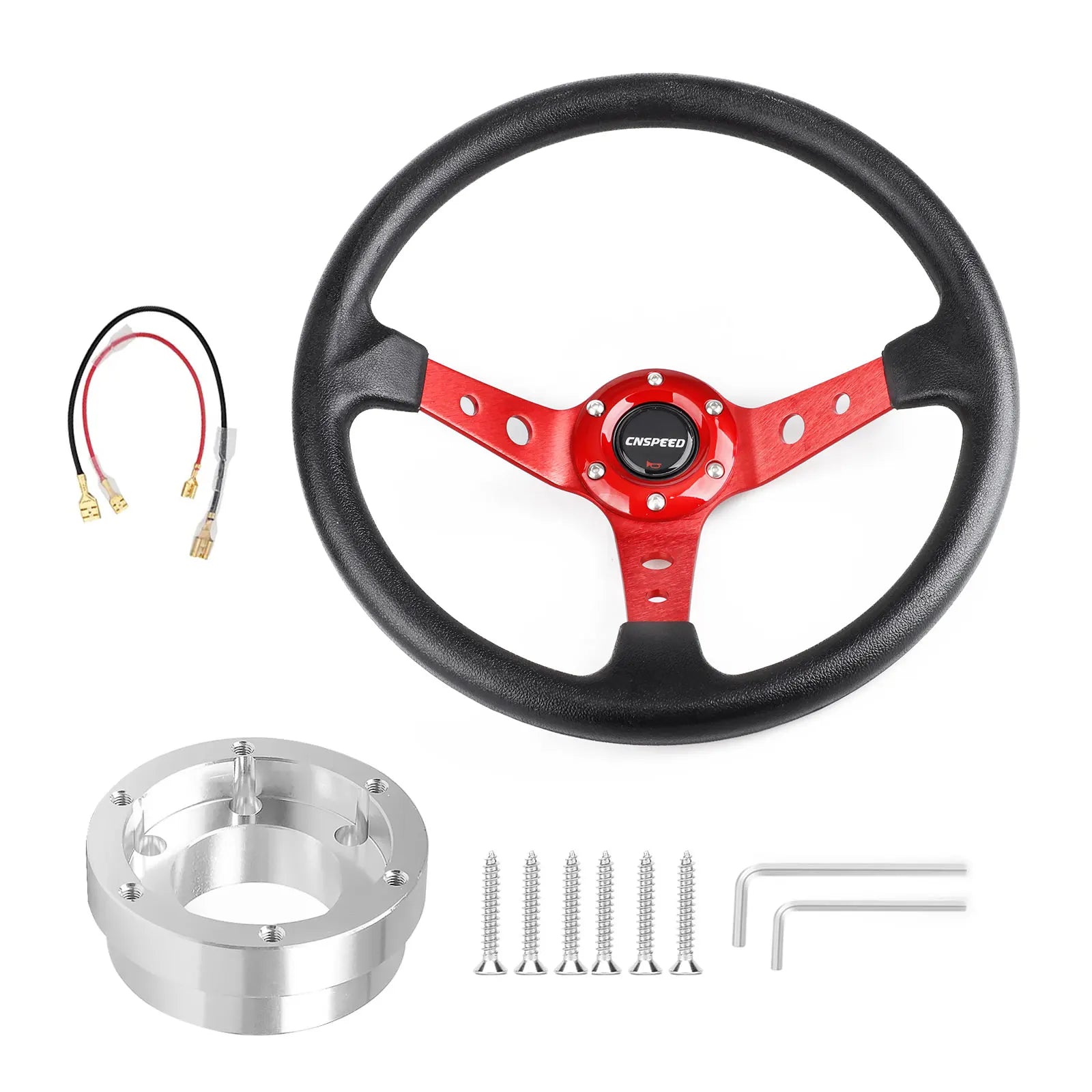 14 Inch 350mm PU Leather Racing Steering Wheel with 70mm PCD Adapter for Logitech G29 G920 G923