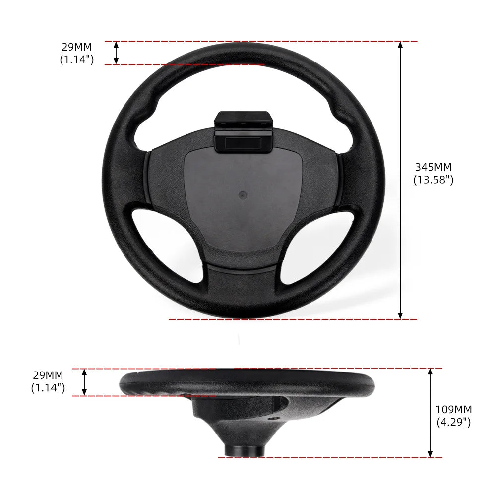 13 Inch Golf Cart Steering Wheel for EZGO, Club Car & Yamaha – PU Leather, Universal Hub Fit
