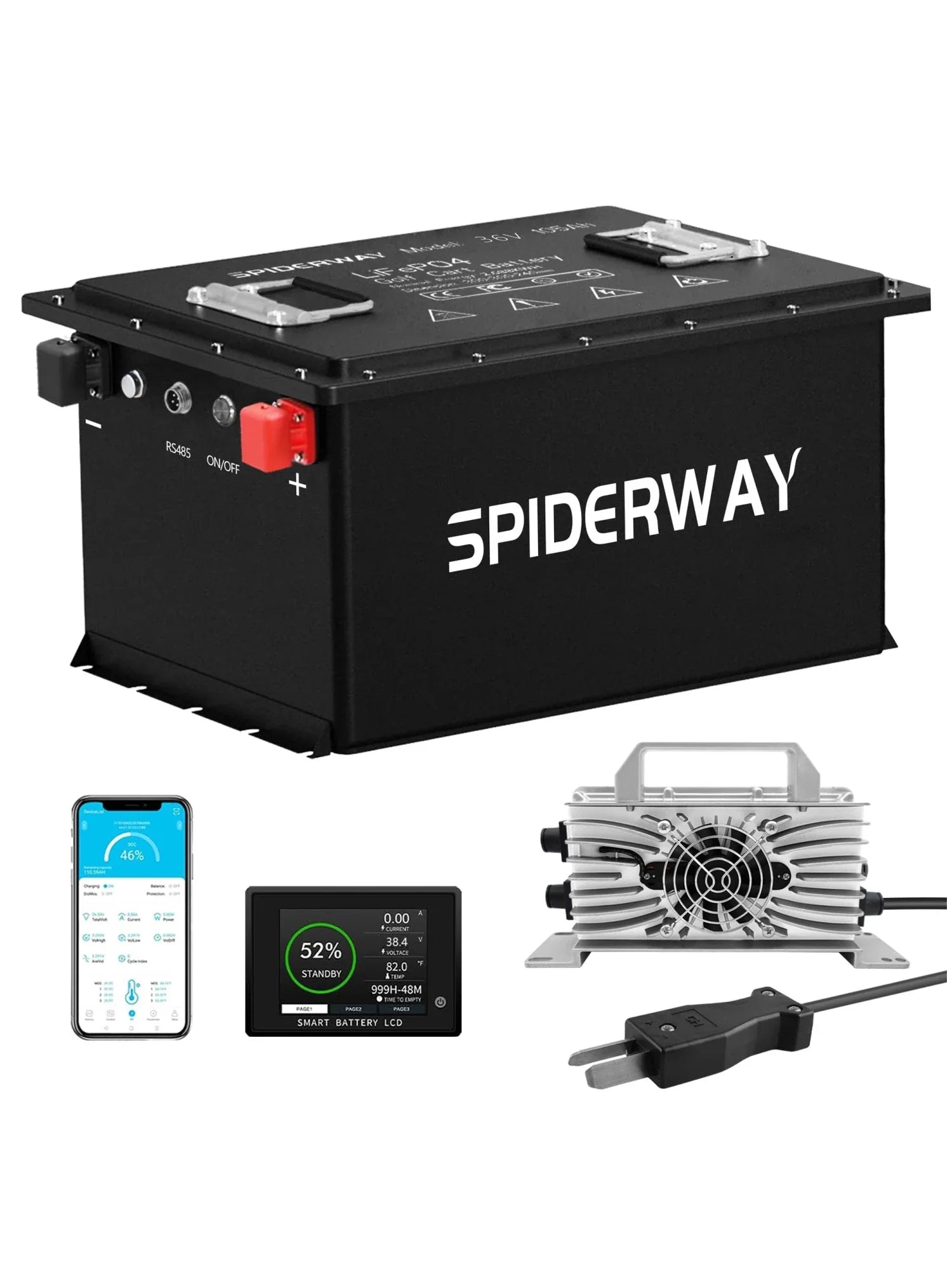 New 48V 105Ah Golf Cart LiFePO4 Lithium Battery with 25A Charger for EZGO Club Car Yamaha