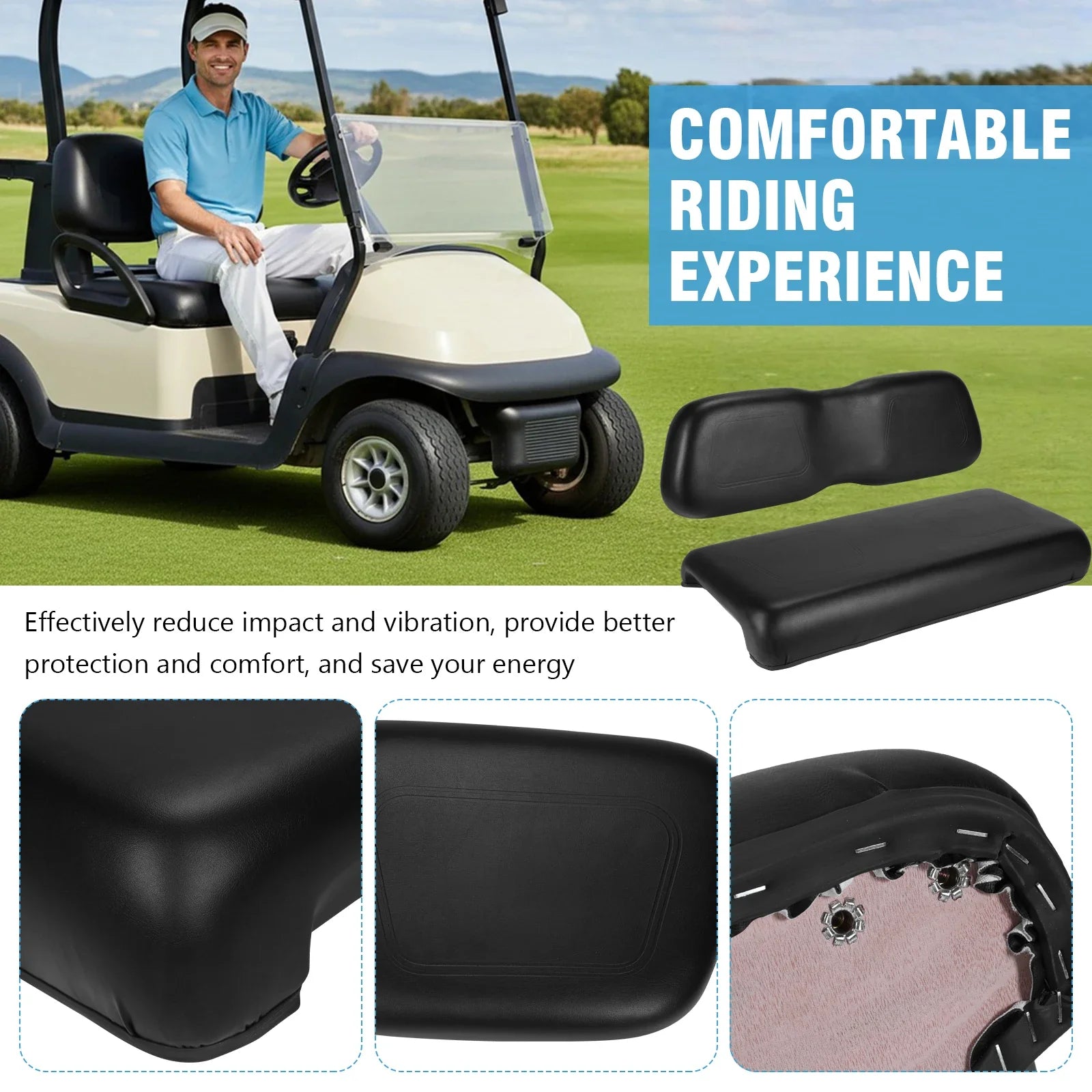 Golf Cart Front Seat Bottom & Backrest Assembly for Club Car DS 2000.5 and Up