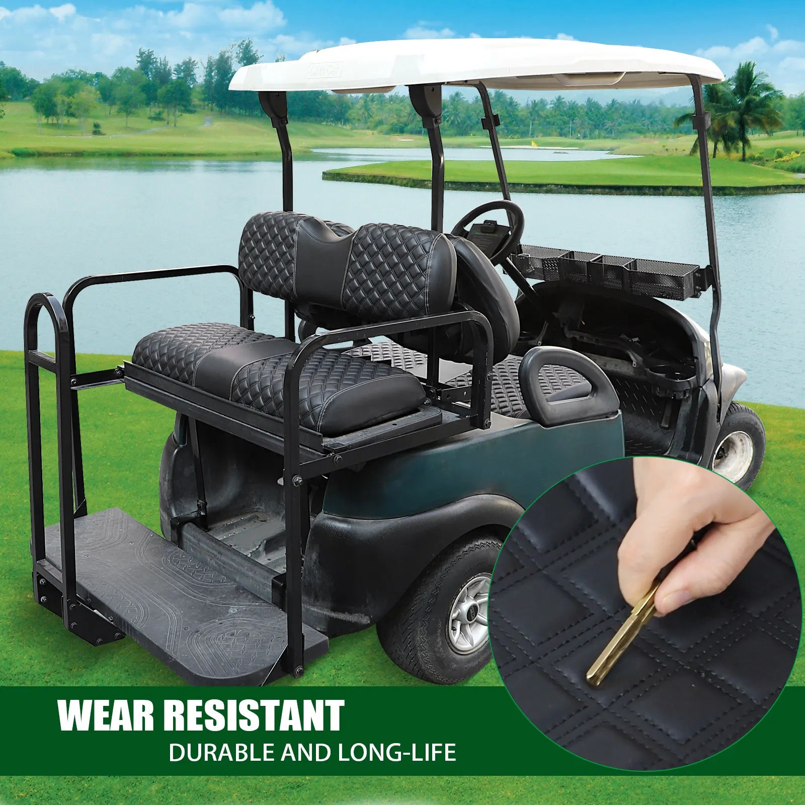 Golf Cart Seat Covers Kit for Aftermarket Rear Seat