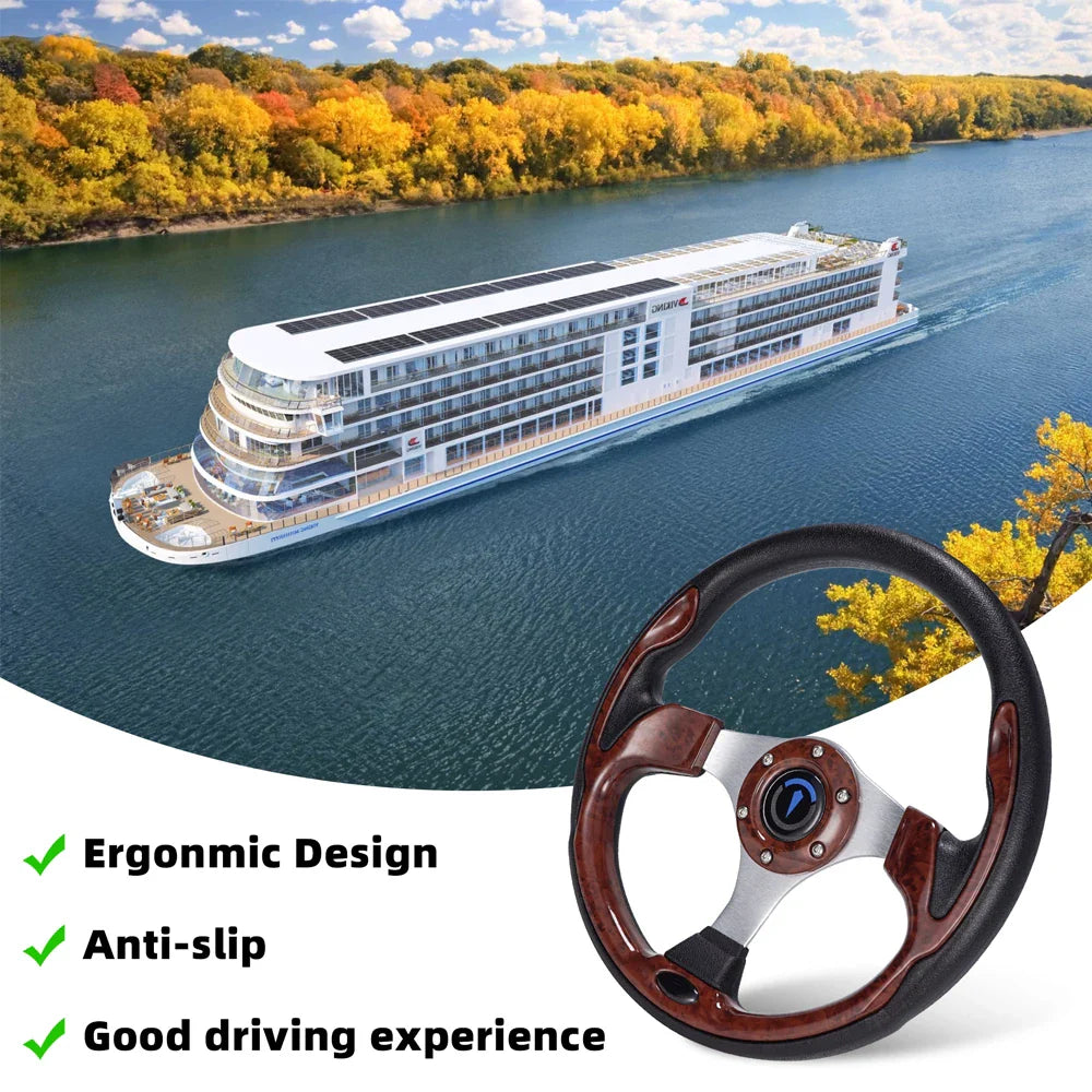 13 Inch 320mm Universal Golf Cart Steering Wheel – PU Leather, 5/6 Hole