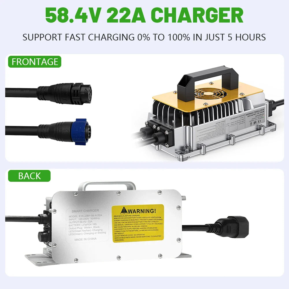 48V 150Ah LiFePO4 Battery 7.6KW Bluetooth Golf Car Battery 16S 200A BMS 51.2V 105Ah 5KW 6000+Cycles LED Display Grade A Cells