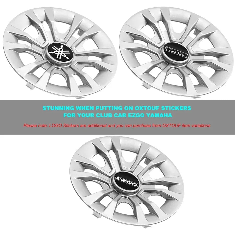 8" Silver Golf Cart Hubcaps – Universal Fit for Club Car, EZGO & Yamaha (Set of 4)