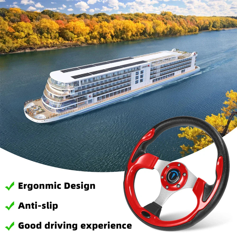 13 Inch 320mm Universal Golf Cart Steering Wheel – PU Leather, 5/6 Hole