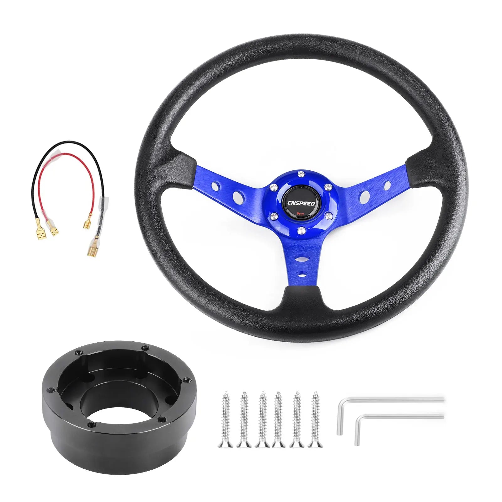14 Inch 350mm PU Leather Racing Steering Wheel with 70mm PCD Adapter for Logitech G29 G920 G923