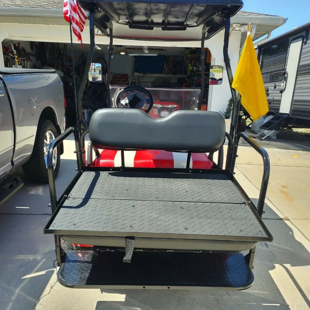 Golf Cart Flip Rear Seat Kit with Roof Supports