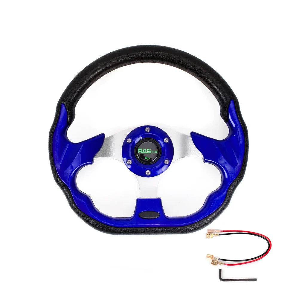 14 Inch 350mm Red Sport Racing Steering Wheel for Golf Cart – PU Leather, Universal Fit