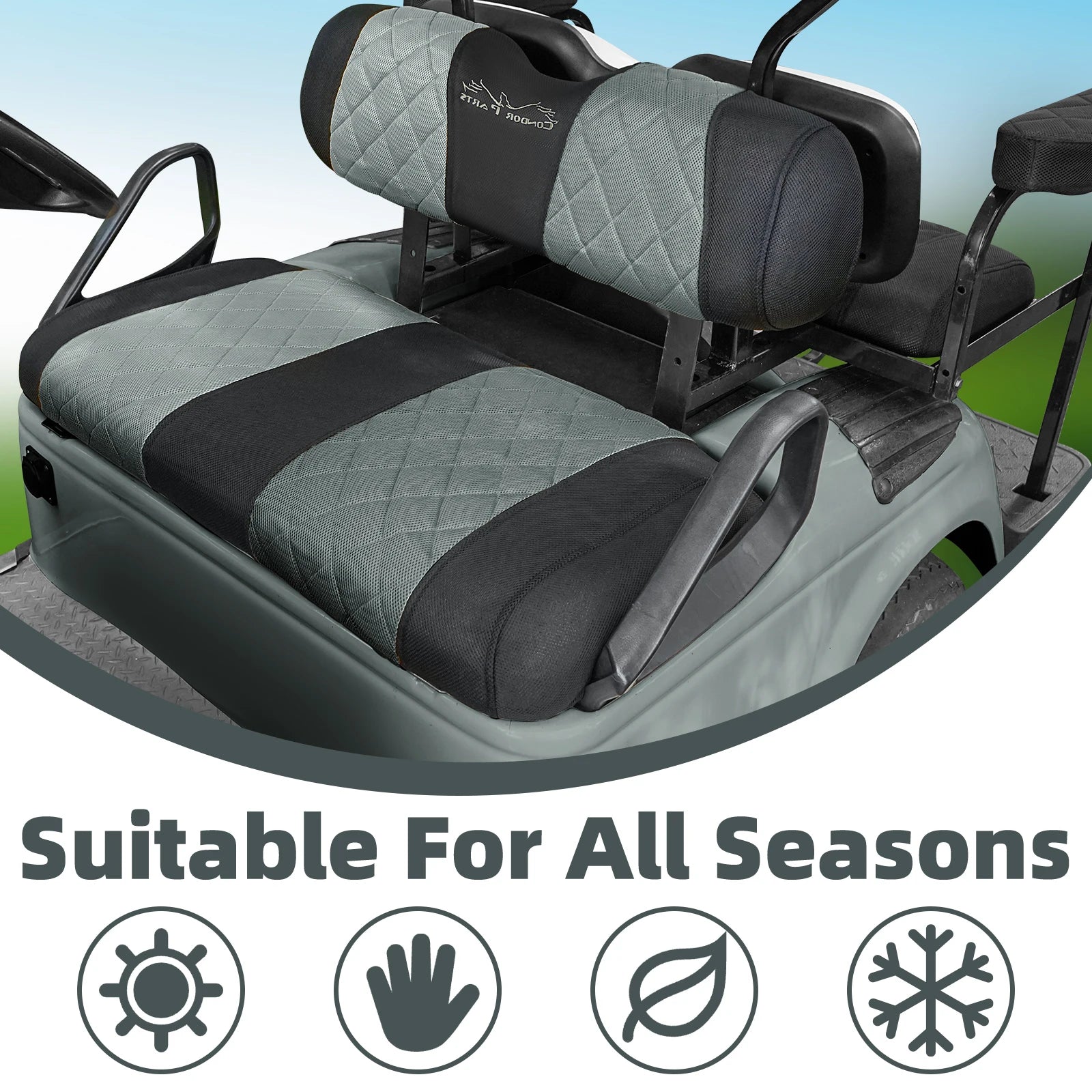 EZGO TXT & RXV Golf Cart Seat Covers – Diamond Design Breathable Mesh, Easy Install