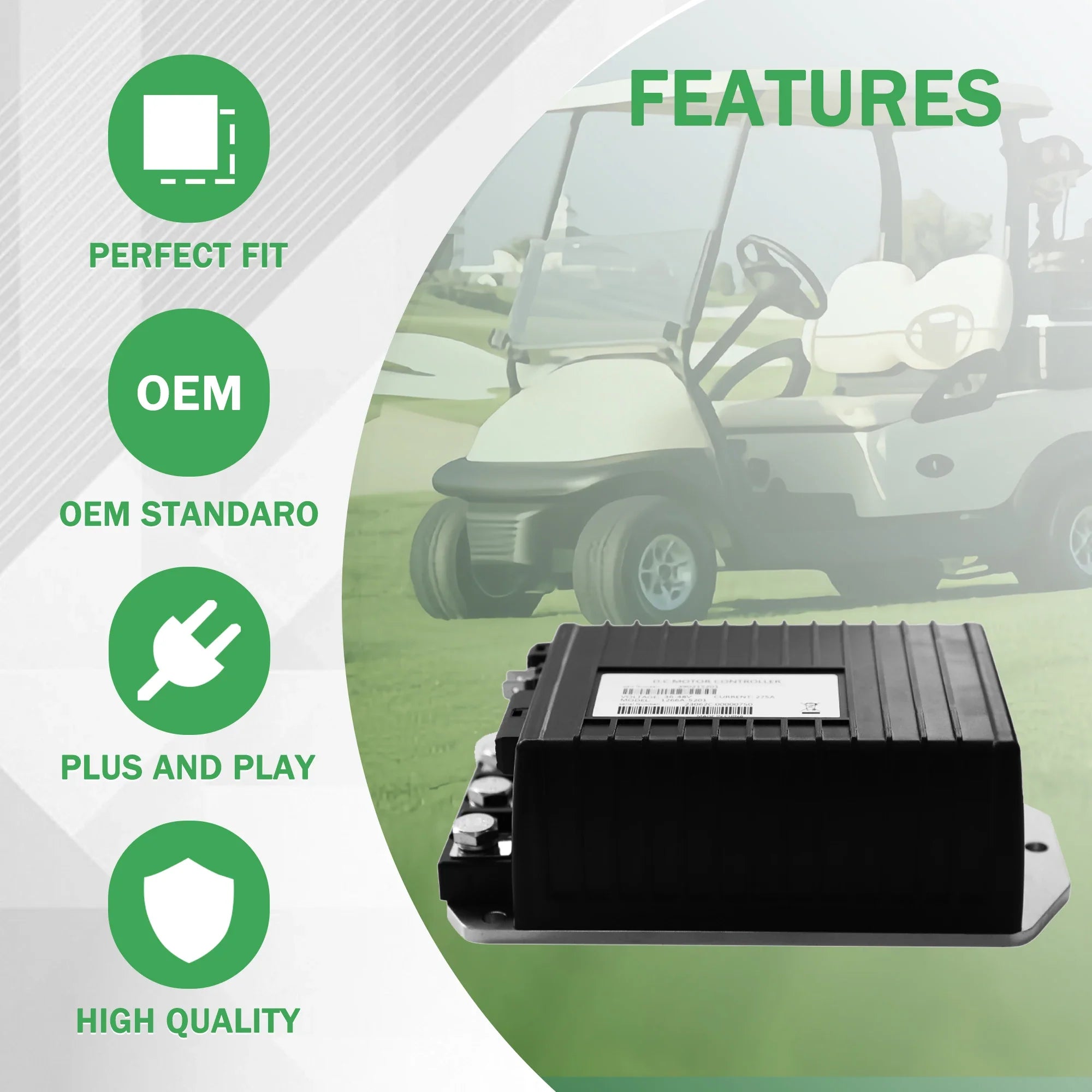 48V 275A DC Golf Cart Motor Controller for Club Car DS & Precedent (2000-2008) – Curtis 1266A-5201