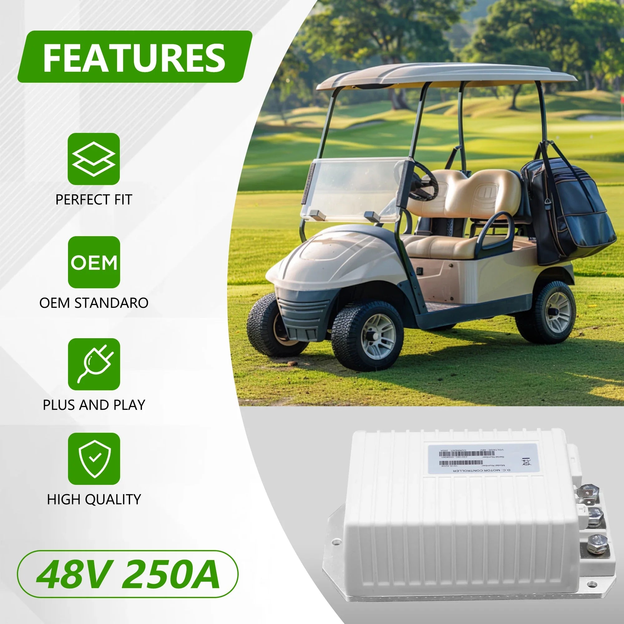 48V 250A MCOR Golf Cart Motor Controller for Club Car Precedent, Onward & Tempo (2014–2019) – Curtis 1515-5206