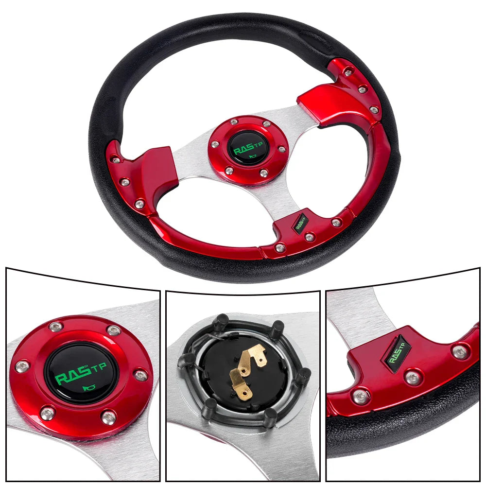 13 Inch 320mm Golf Cart Steering Wheel – PU Leather, Universal 5/6 Hole