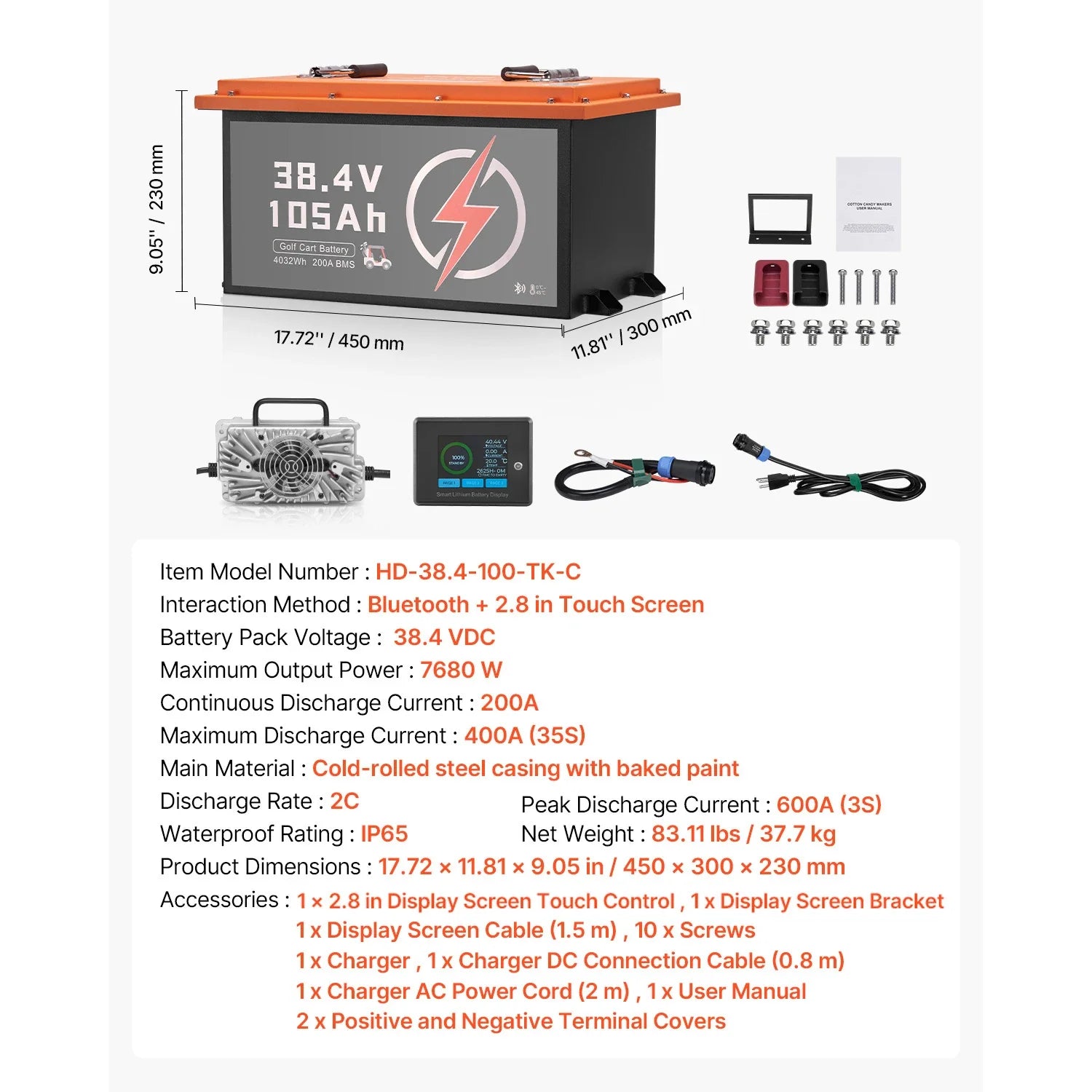 36V/48V 105Ah LiFePO4 Golf Cart Lithium Battery with BMS