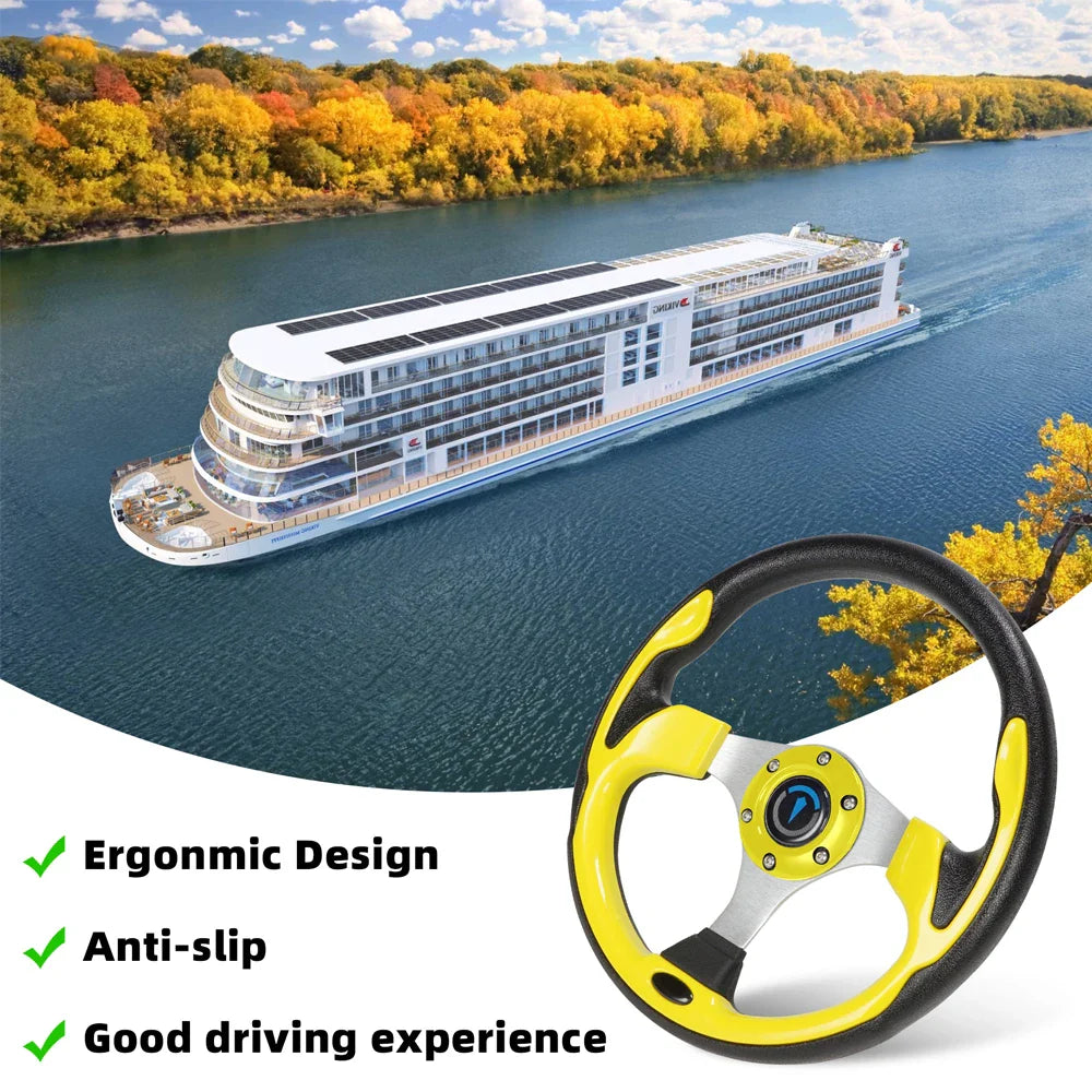 13 Inch 320mm Universal Golf Cart Steering Wheel – PU Leather, 5/6 Hole