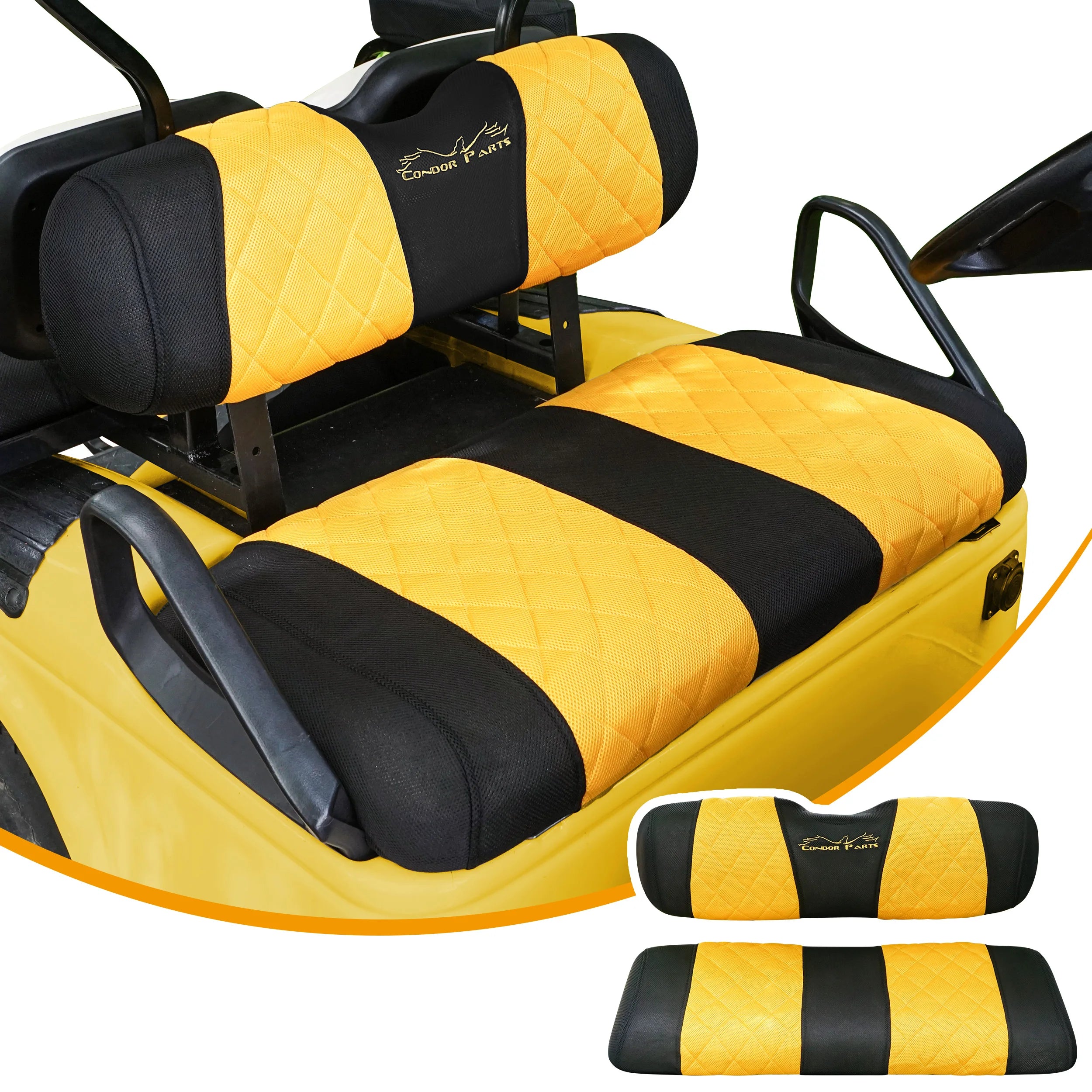 EZGO TXT & RXV Golf Cart Seat Covers – Diamond Design Breathable Mesh, Easy Install