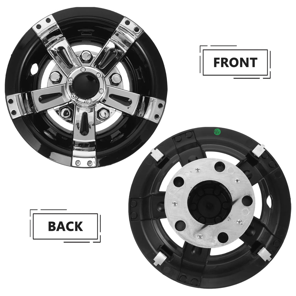 Golf Cart Wheel Hub Cover Hub Cover 8 Inch Decorative Rim Cap Universal Fit Plastic Material Black White Plating