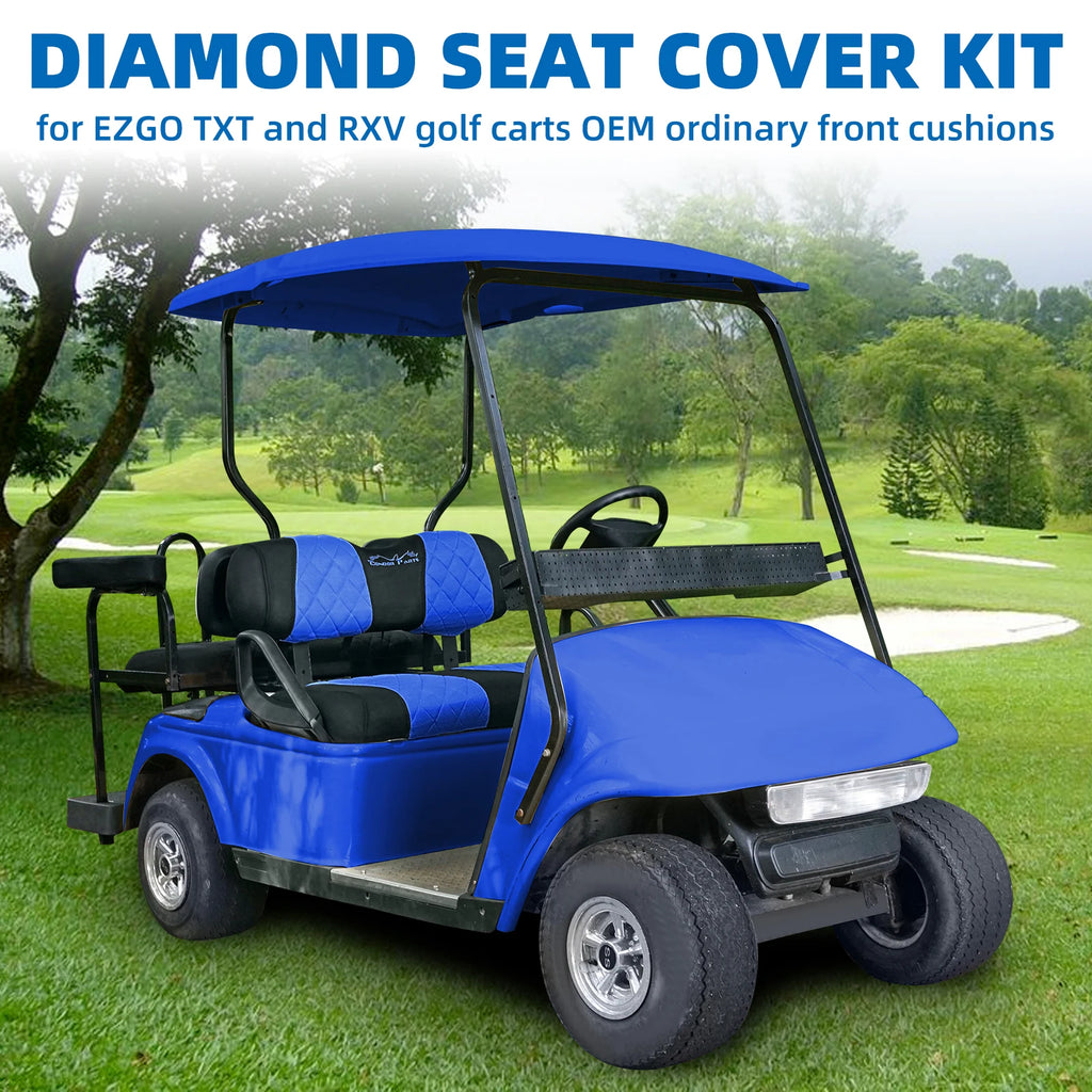 EZGO TXT & RXV Golf Cart Seat Covers – Diamond Design Breathable Mesh, Easy Install