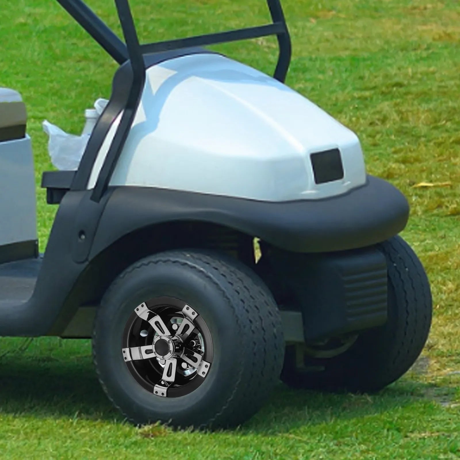 Golf Cart Wheel Hub Cover Hub Cover 8 Inch Decorative Rim Cap Universal Fit Plastic Material Black White Plating