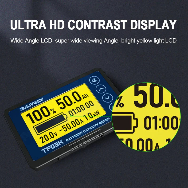 DC8-120V Coulomb Counter Meter Battery Capacity Indicator Voltage Current 50A/100A/350A/500A Coulomb Counter for Electric Car