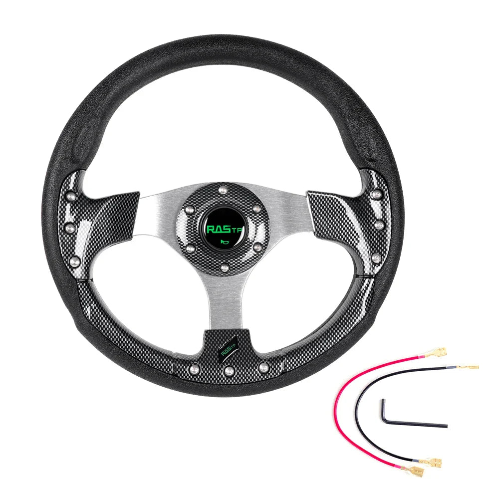 13 Inch 320mm Golf Cart Steering Wheel – PU Leather, Universal 5/6 Hole