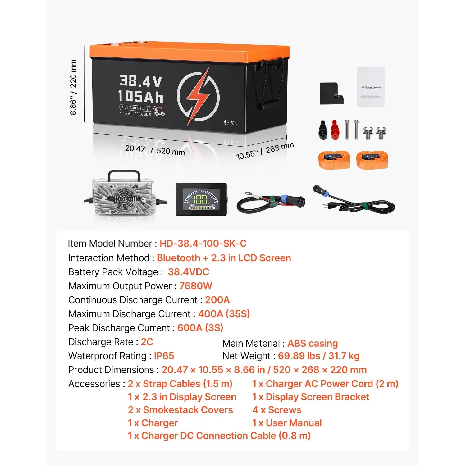 36V/48V 105Ah LiFePO4 Golf Cart Lithium Battery with BMS