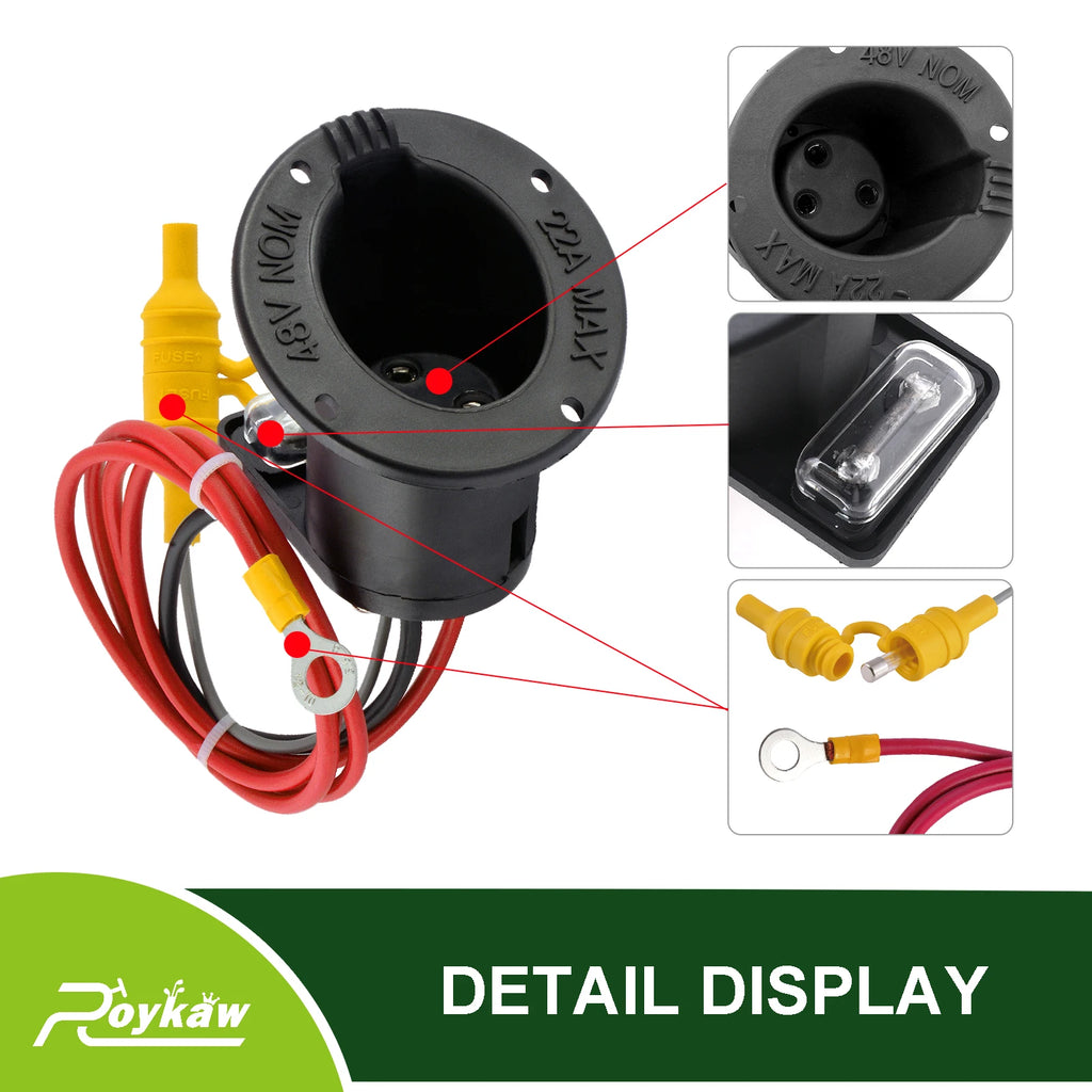 48 Volt Charger Receptacle with Fuse Assembly | Club Car DS 2000-up Electric