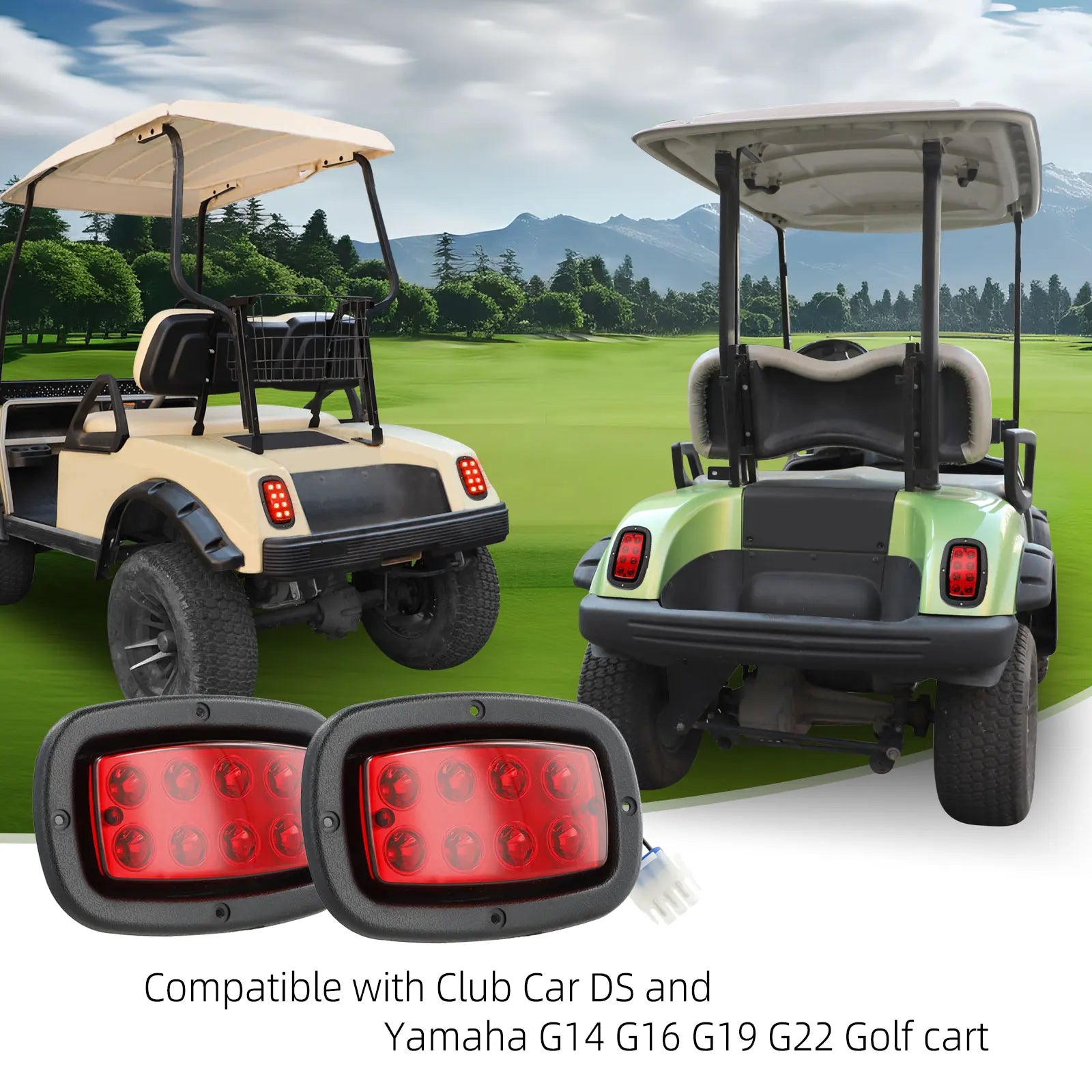 12 V Golf Cart Taillights Rear Lights Fit | Club Car DS (1982-up) & Yamaha G14/G16/G19/G22 G&E