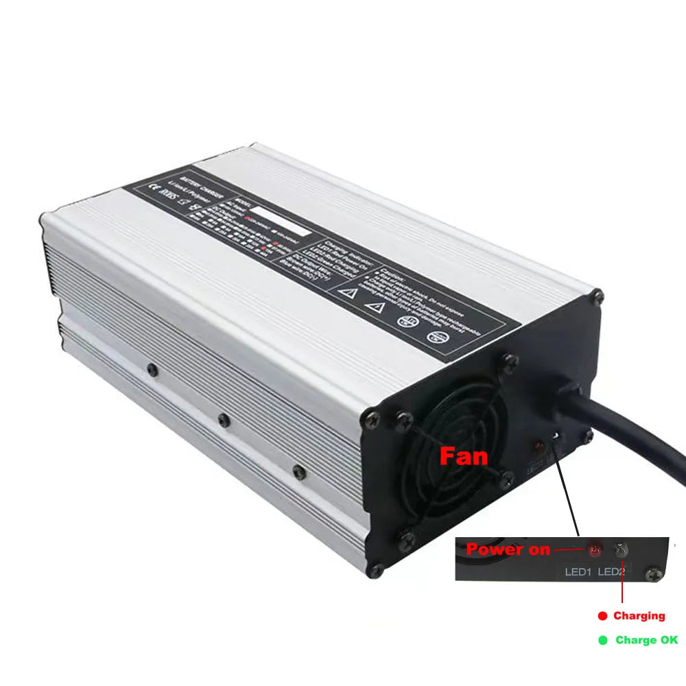 58.8V 15A 20A Lithium Fast Charger 900W 52V 14S Li-ion Forklift Sweeper RV Golf Cart Battery Charger SB50 XT60 XT90 Connector