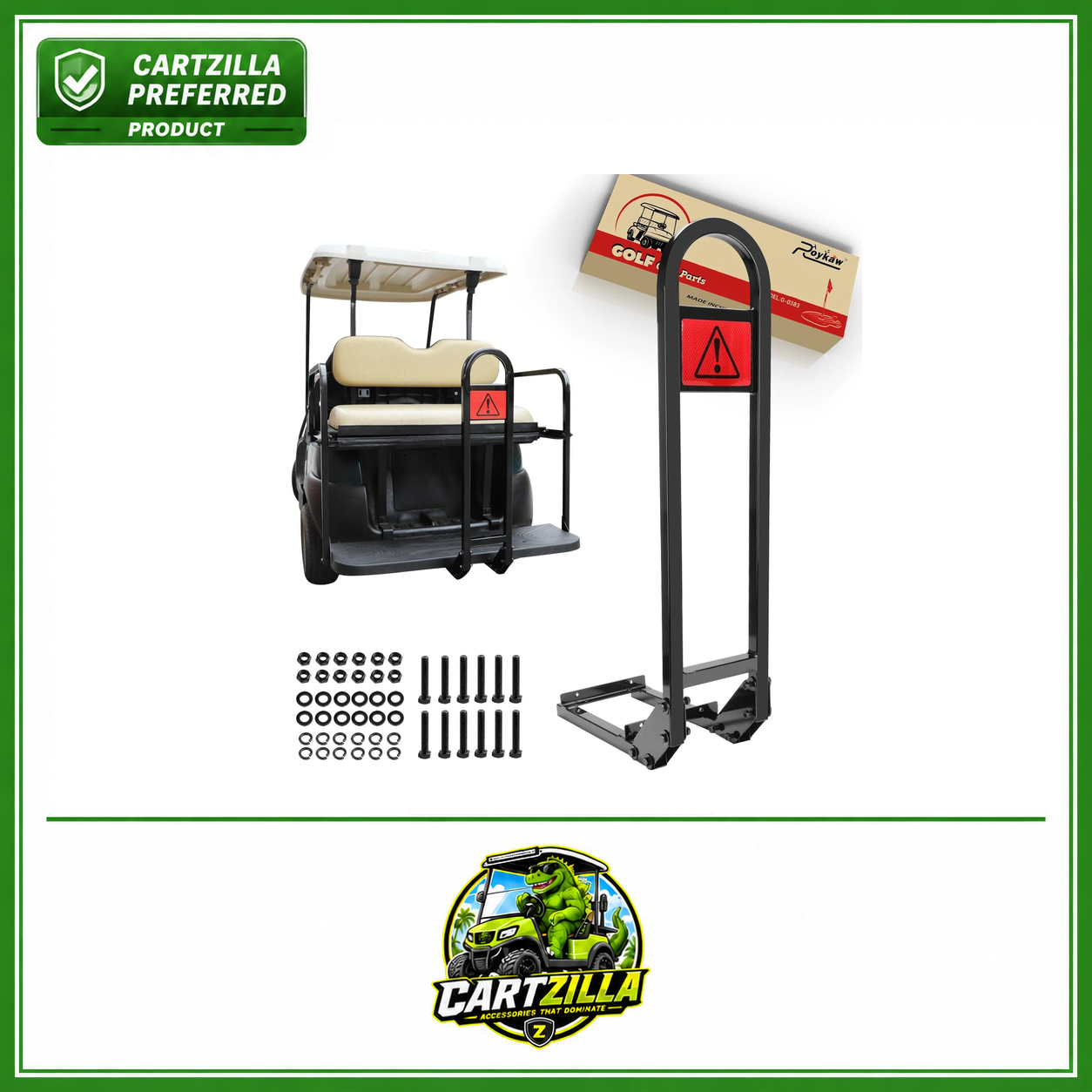 Golf Cart No-Drilling Rear Seat Safety Grab Bar Fit | EZGO, Club Car, Yamaha, Golf Handrail Bar | Rear Seat Passenger