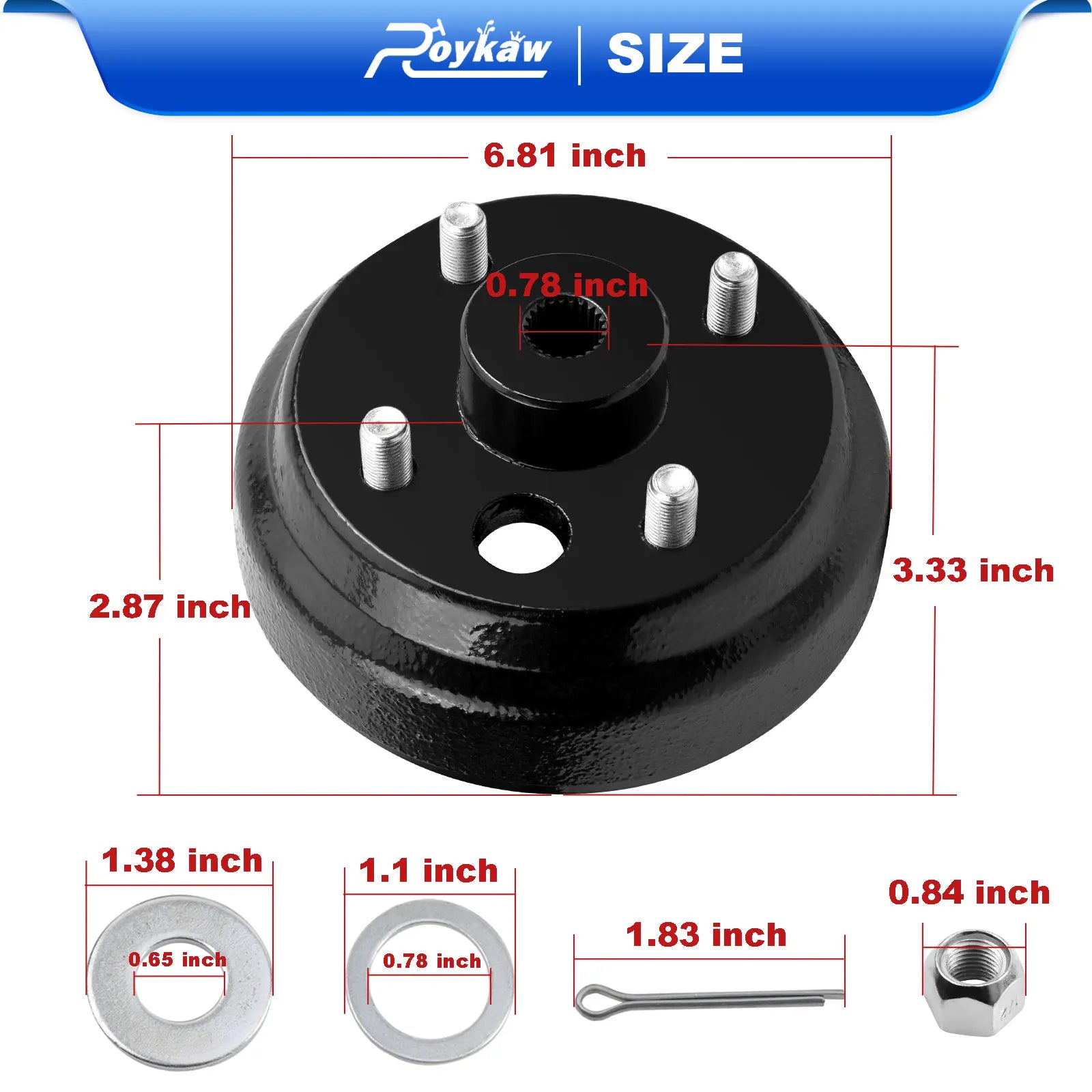 Golf Cart Brake Drum Hub Assembly for EZGO TXT 1982-up 2 Cycle G&E OEM# 19186-G1P 17082-G2 17298-G1