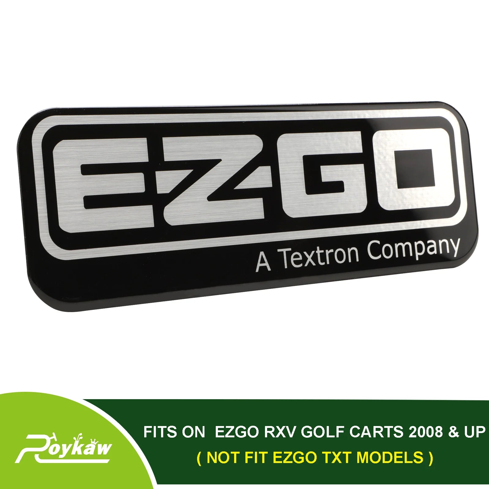 EZGO RXV Golf Cart Front Name Plate/Emblem | 2008-up Gas & Electric Models, Replaces OEM # 606405