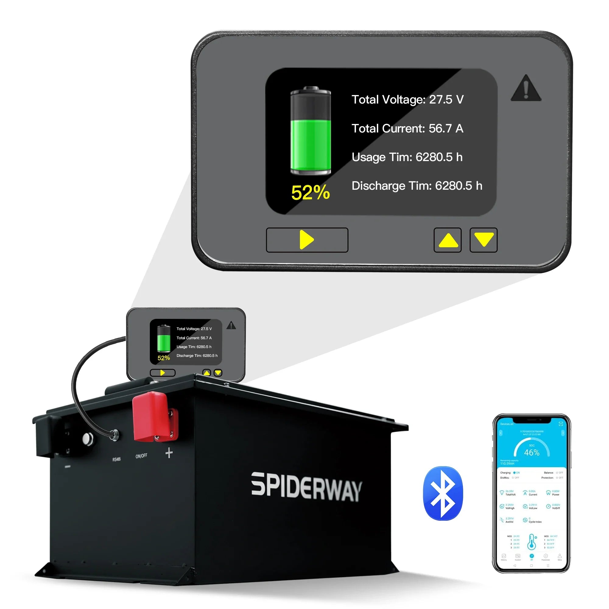 48V 150Ah Lithium Golf Cart Battery Built-in 200A BMS 6000+ Cycles Max. 10.24kW, Support Touch Monitor & Mobile APP