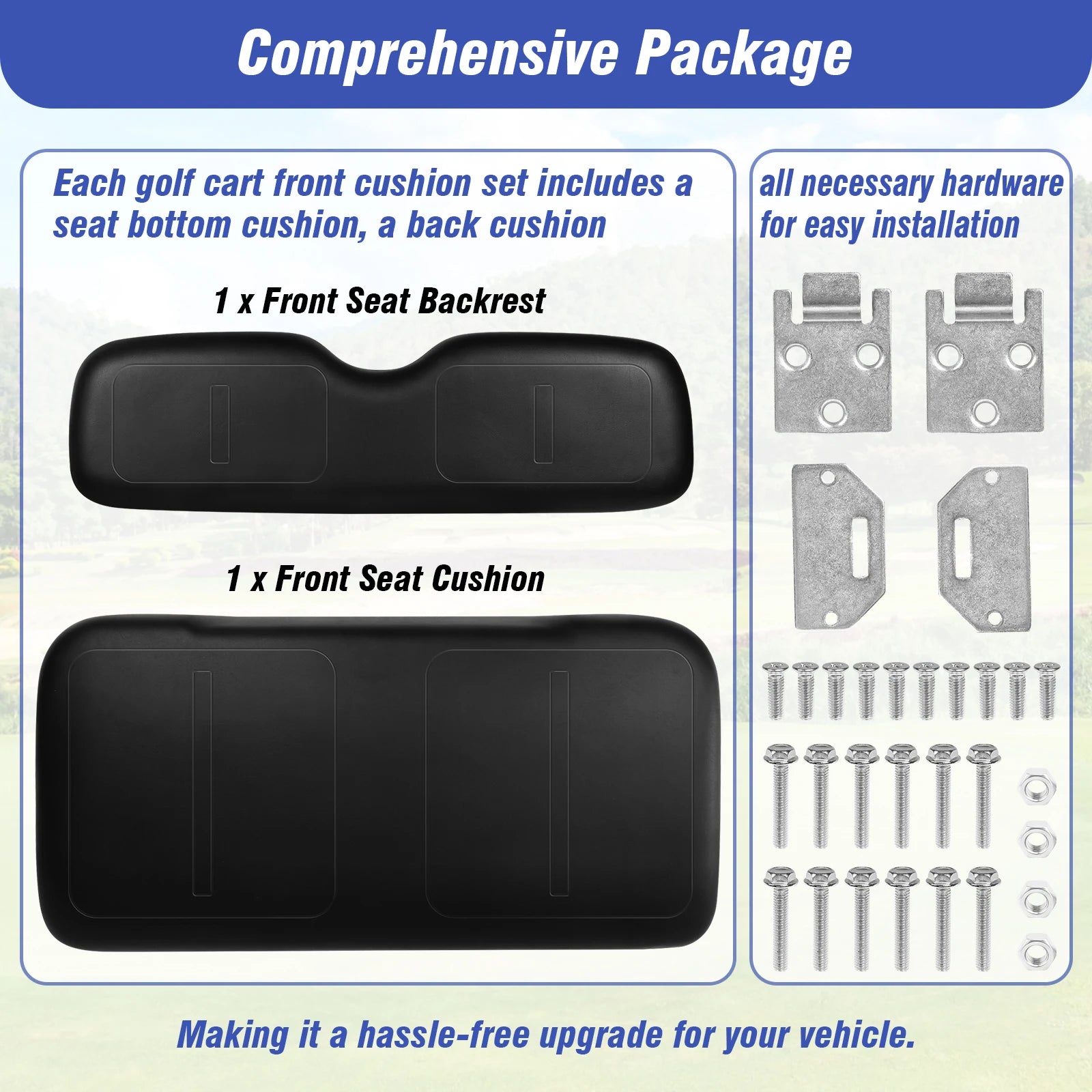 EZGO Medalist TXT Front Seat Cushion Replacement – PU Leather Bottom & Backrest Kit (1994–2013)