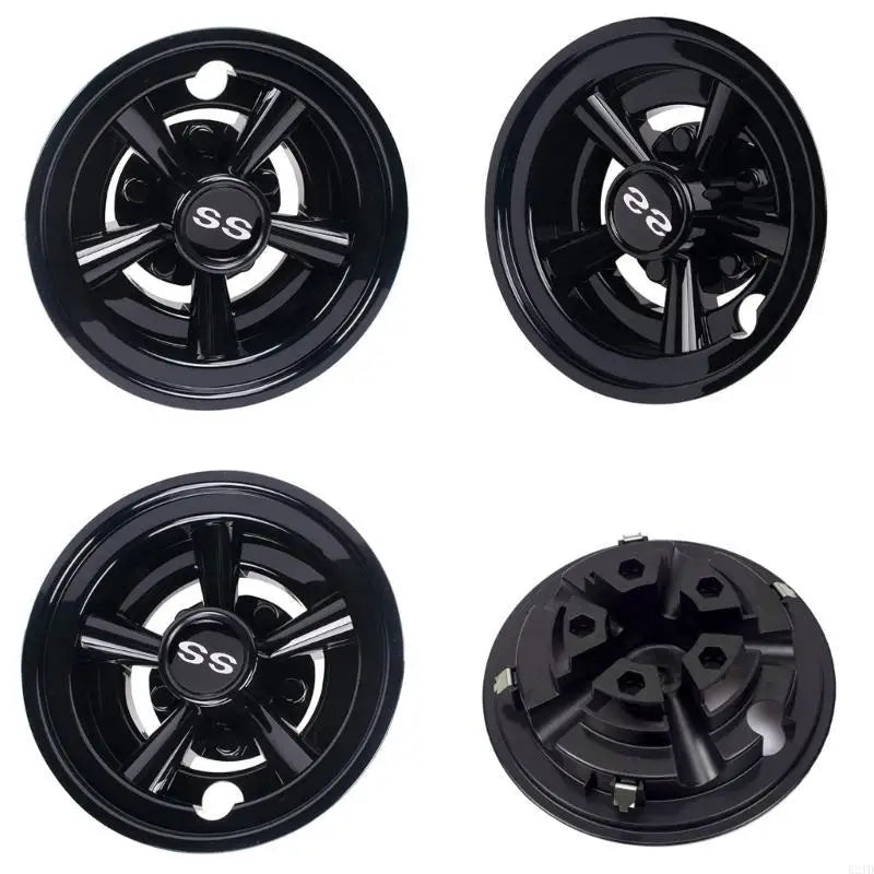 8" Golf Cart Hub Caps – Lightweight Silver & Black Wheel Covers (Set of 4)