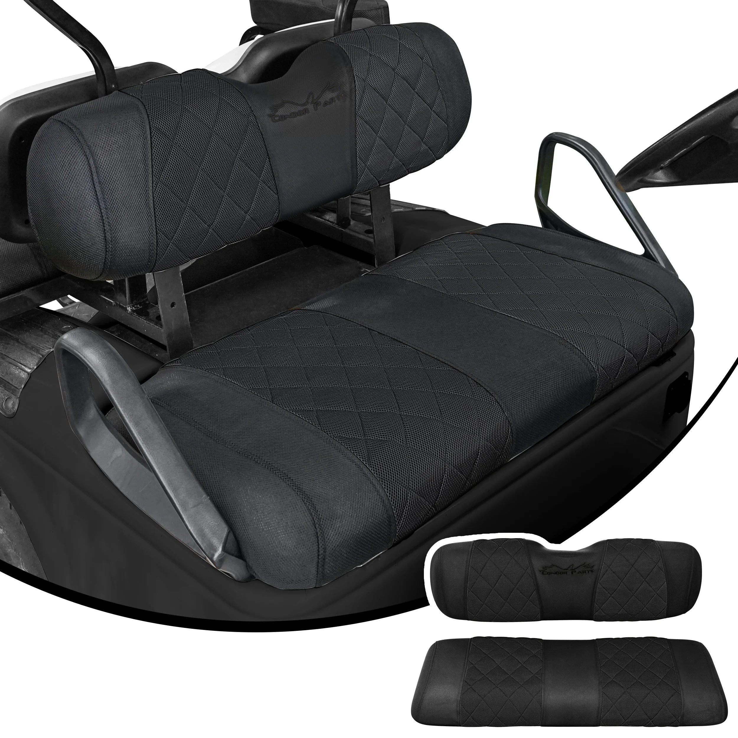 EZGO TXT & RXV Golf Cart Seat Covers – Diamond Design Breathable Mesh, Easy Install