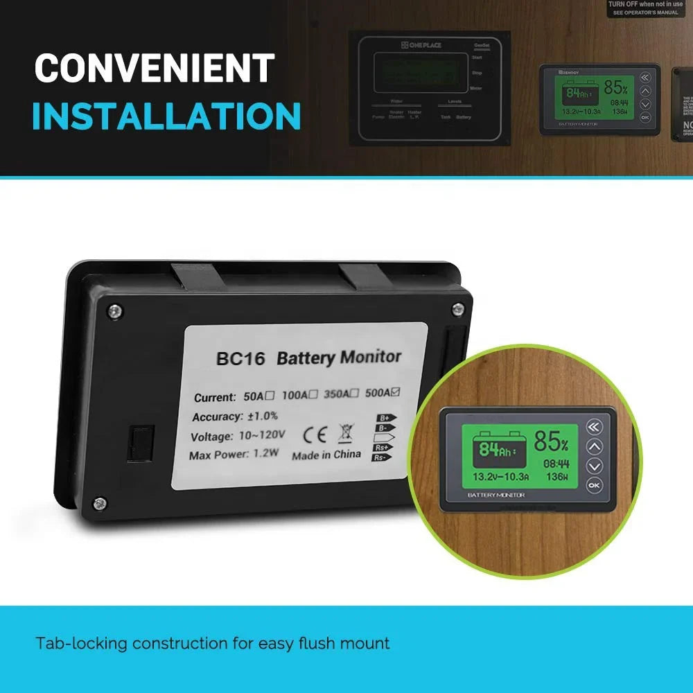 500A Smart Shunt Battery Monitor with LCD Display