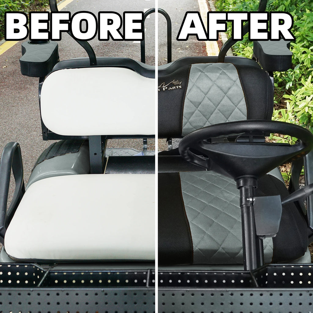 EZGO TXT & RXV Golf Cart Seat Covers – Diamond Design Breathable Mesh, Easy Install