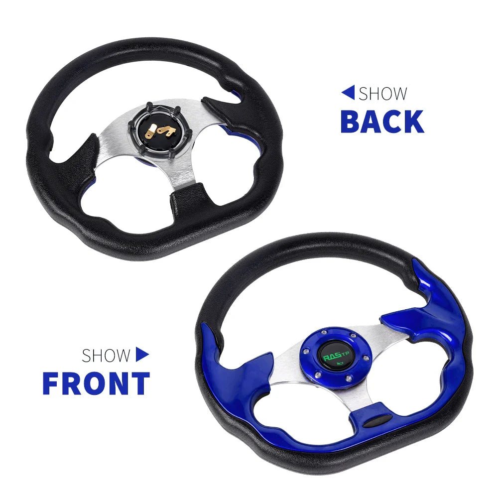 14 Inch 350mm Red Sport Racing Steering Wheel for Golf Cart – PU Leather, Universal Fit