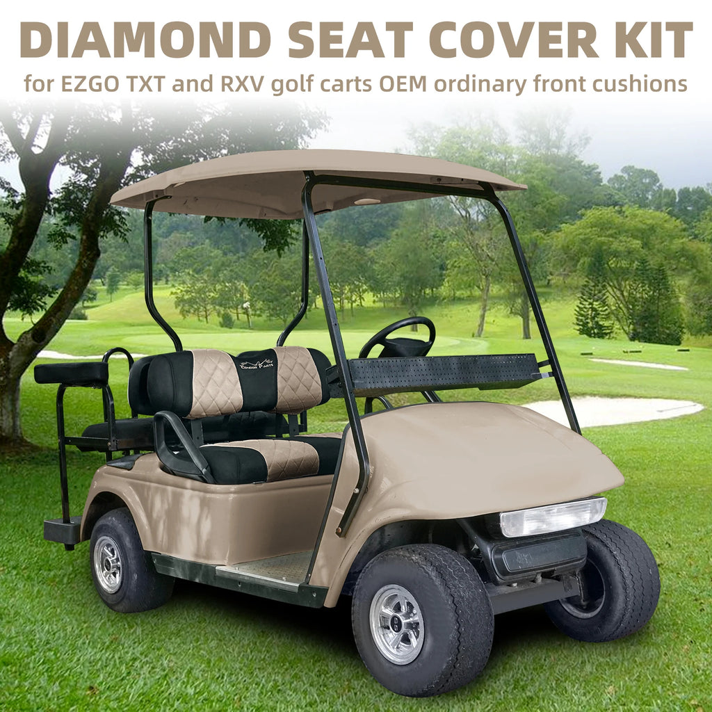 EZGO TXT & RXV Golf Cart Seat Covers – Diamond Design Breathable Mesh, Easy Install