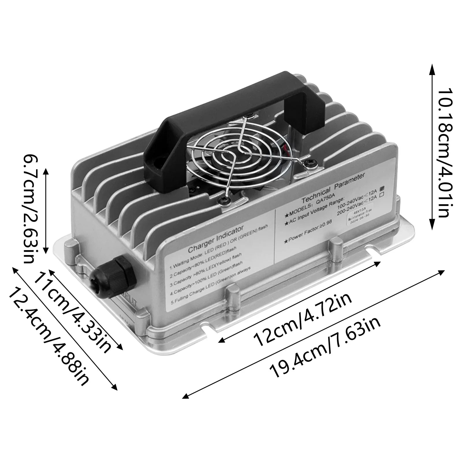 48Volt 15Amp Golf Cart Battery Charger, Car Golf Cart Smart Charger, Golf Cart Battery Charger, Model QA750A